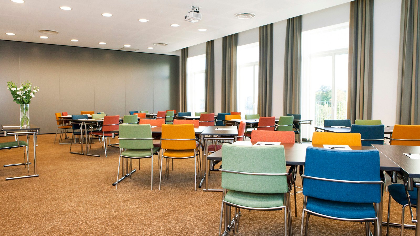 Conference room with colourful chairs