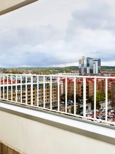 Balkong med utsikt över Göteborg