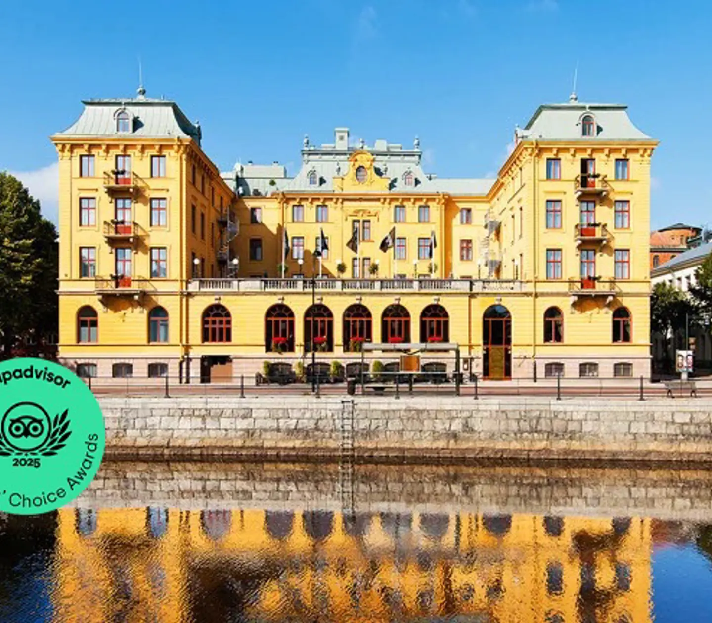 The yellow facade of the Elite Grand Hotel in Gävle