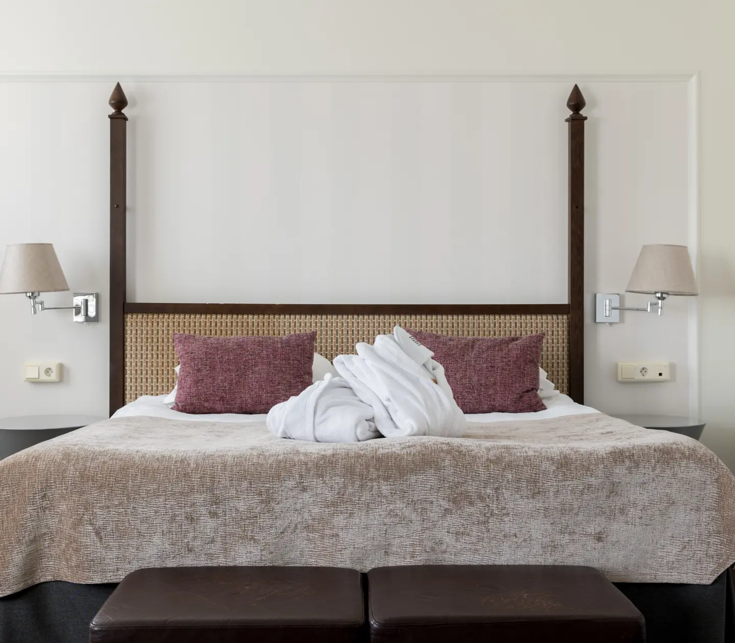 Double bed with bath robes