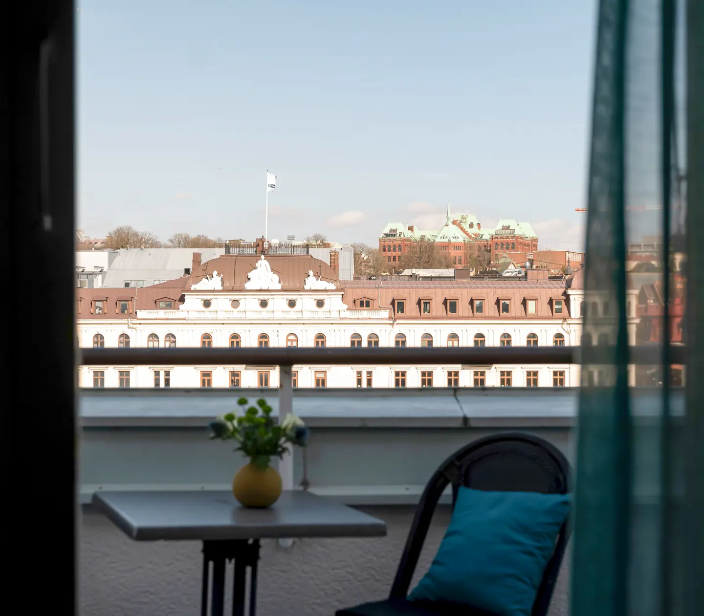View from balcony with outdoor furniture