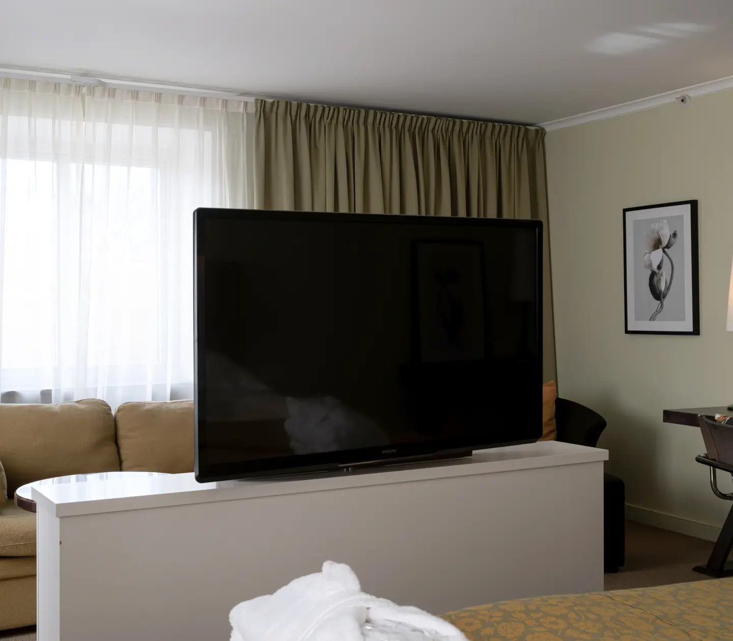 Suite with TV, desk and large window