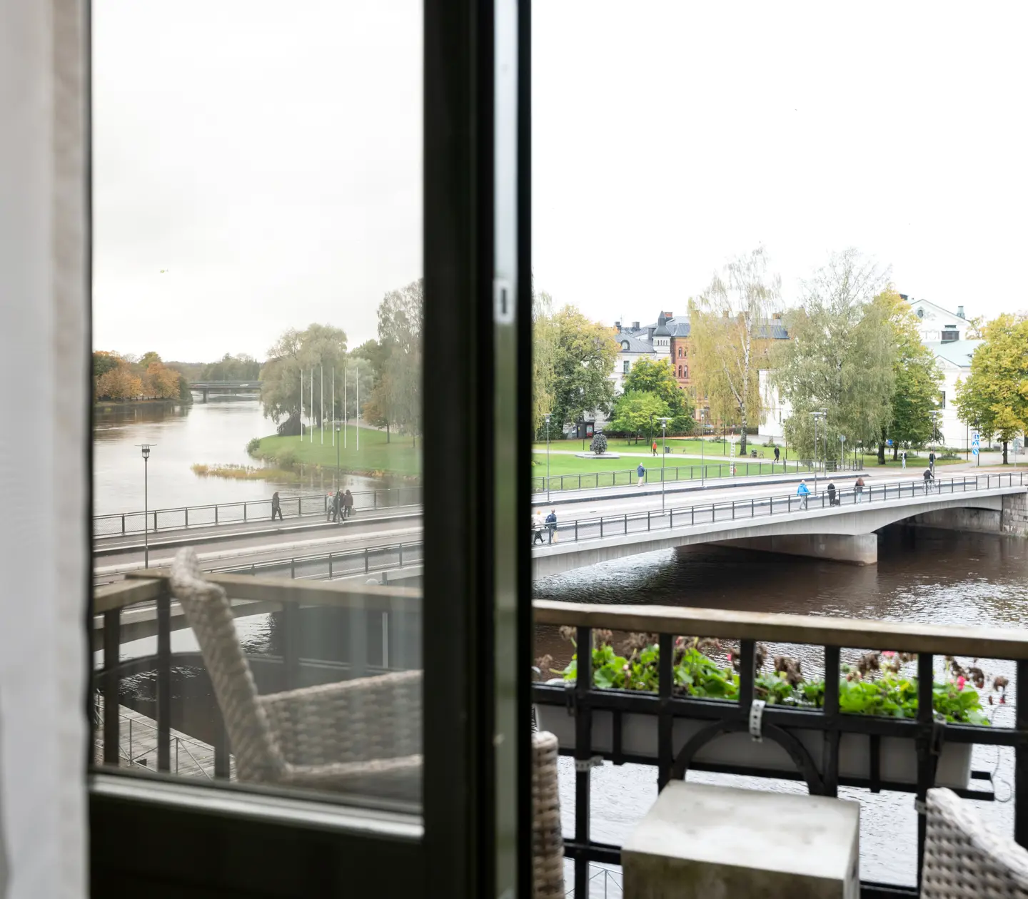 View from balcony with Klarälven outside