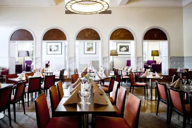Cozy restaurant environment with set tables