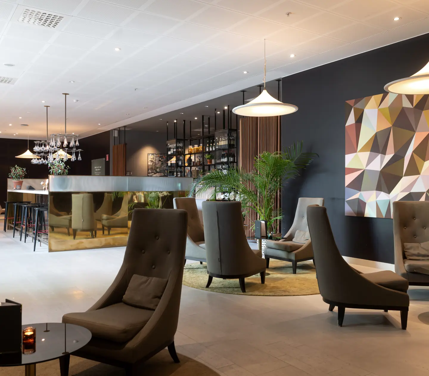 Bar with bar stools and lounge furniture