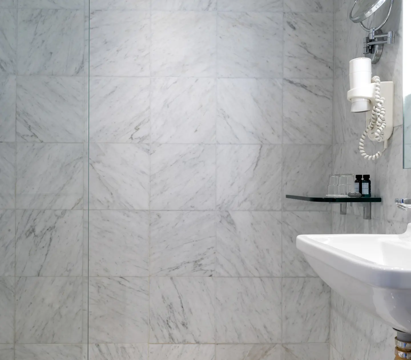 Bathroom with sink and shower