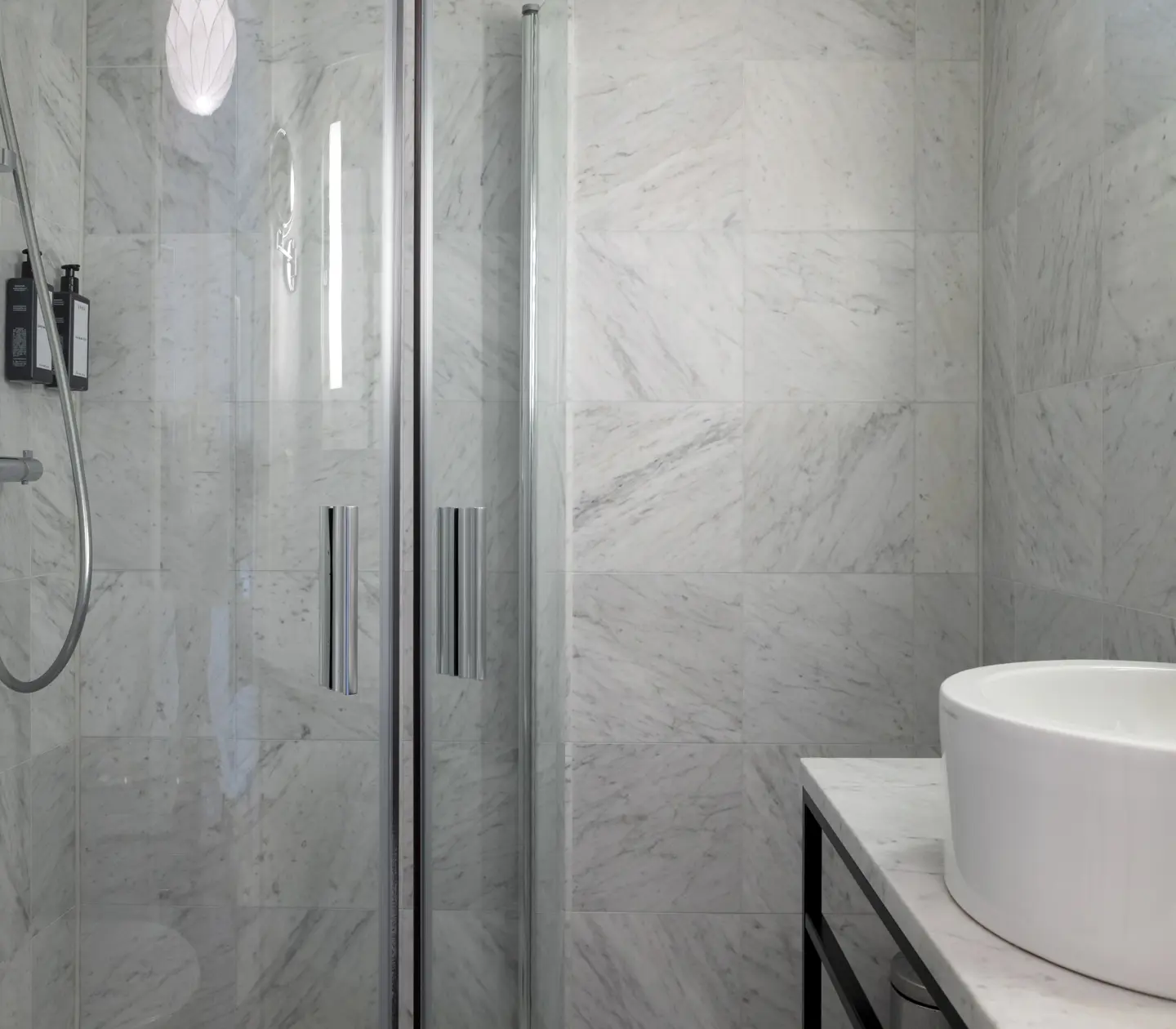 Bathroom with sink and shower