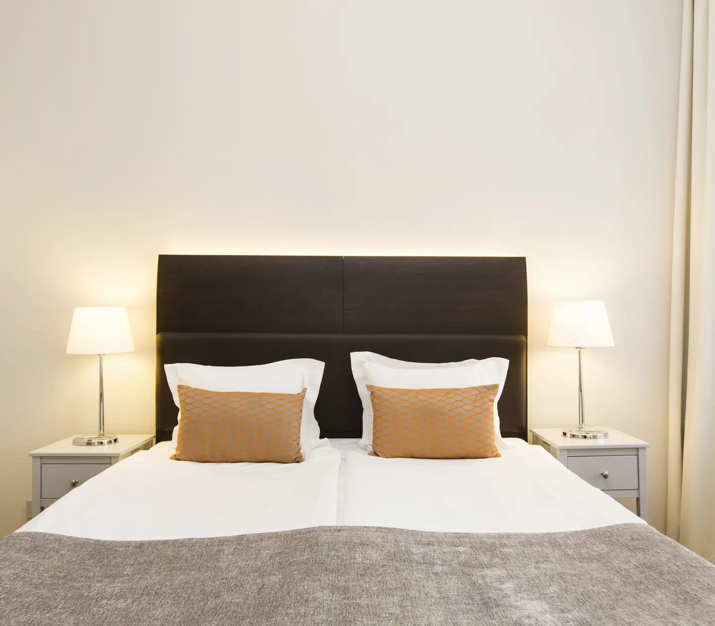 Beautifully made double bed
