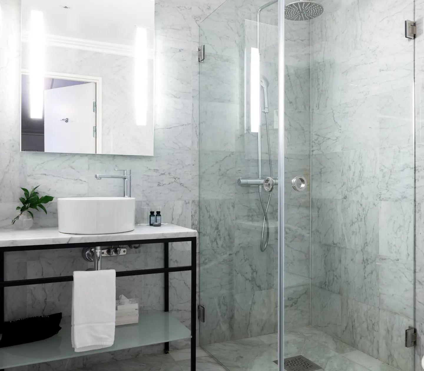 Bathroom with sink and shower