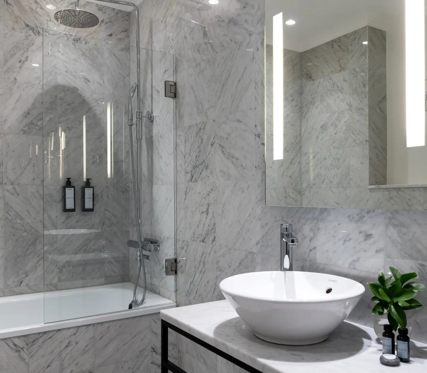 Beautiful bathroom with bathtub and sink