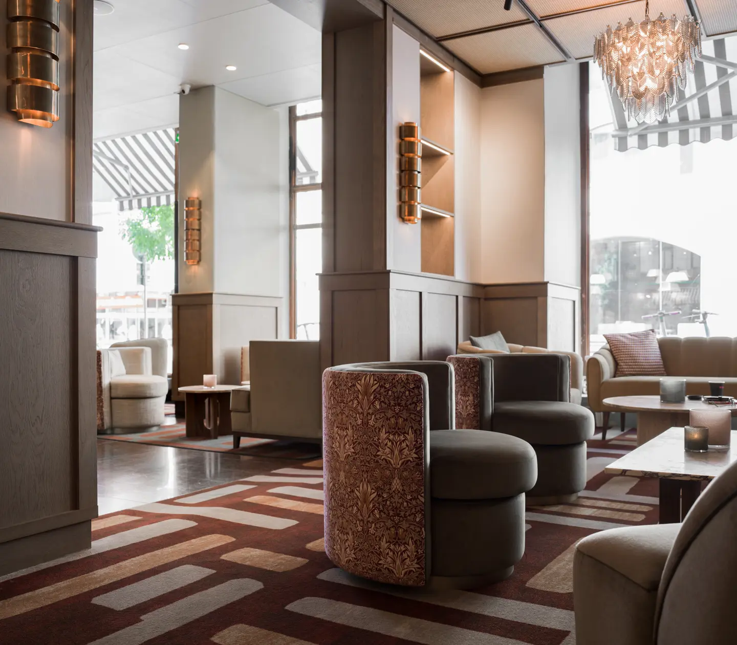The hotel's lobby with seating
