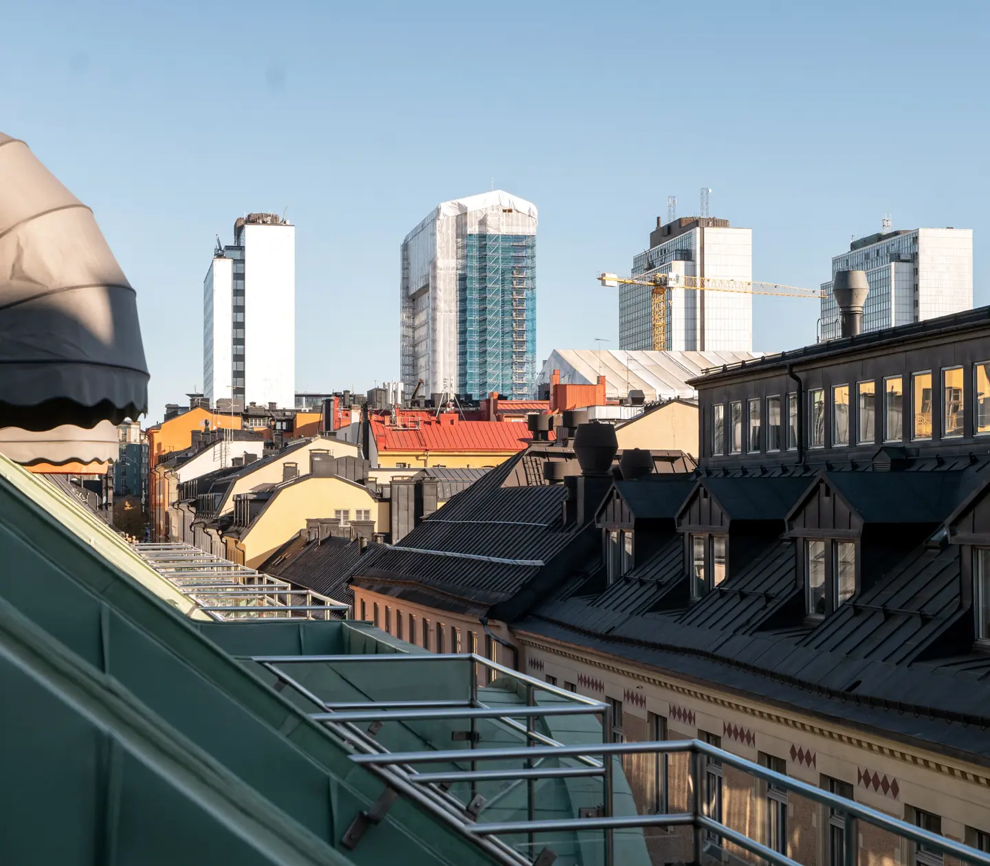 View from balcony of skyscrapers