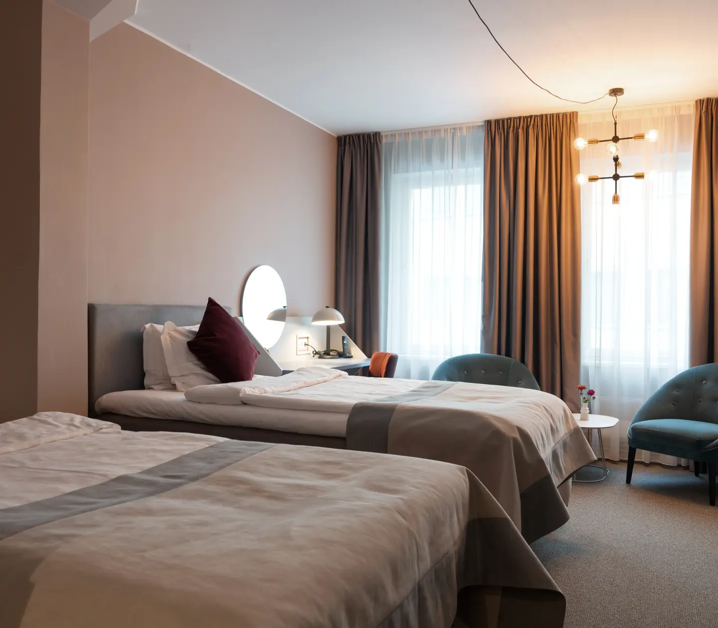 Two double beds in hotel room