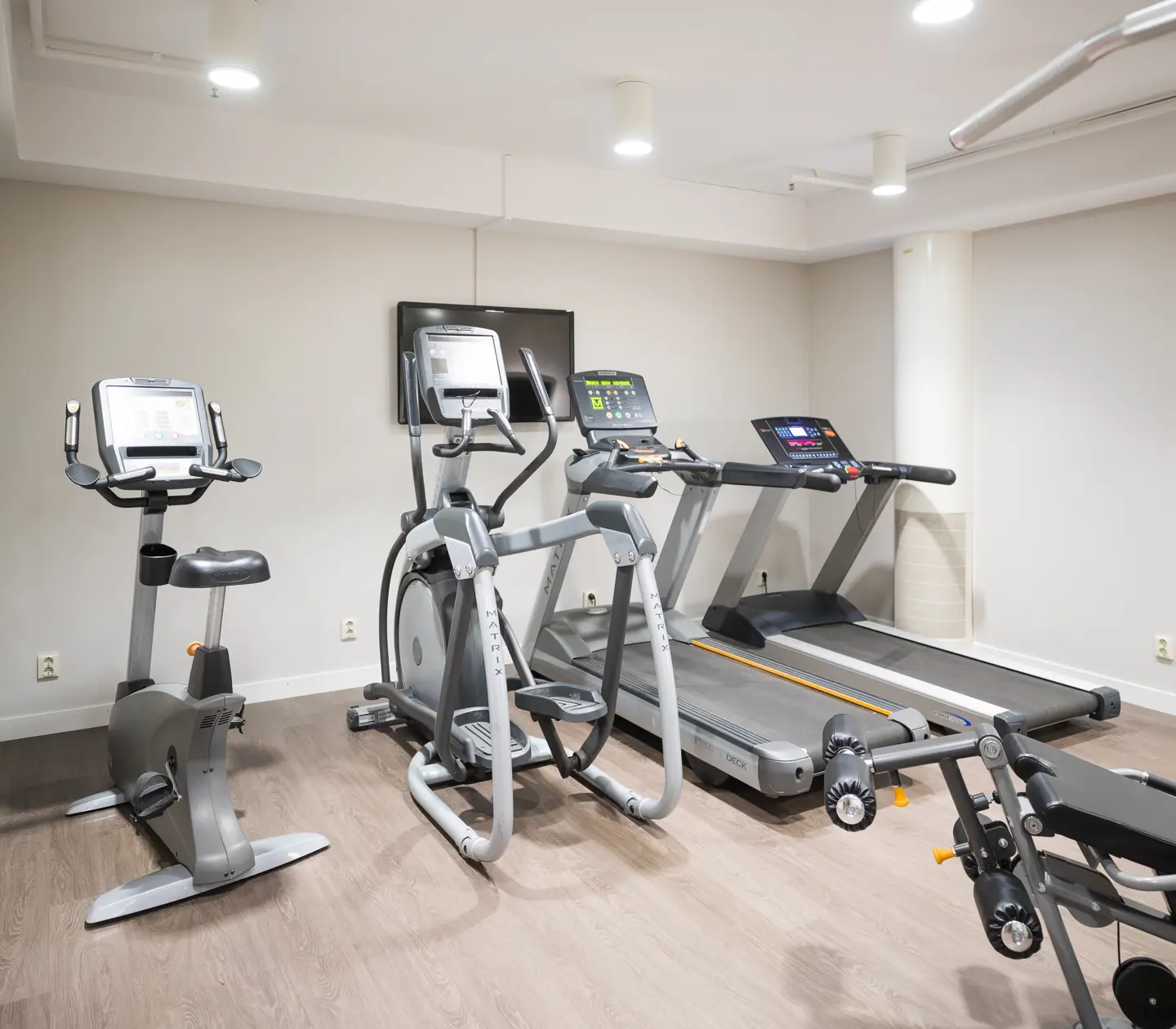 Bright gym with treadmills and exercise machines