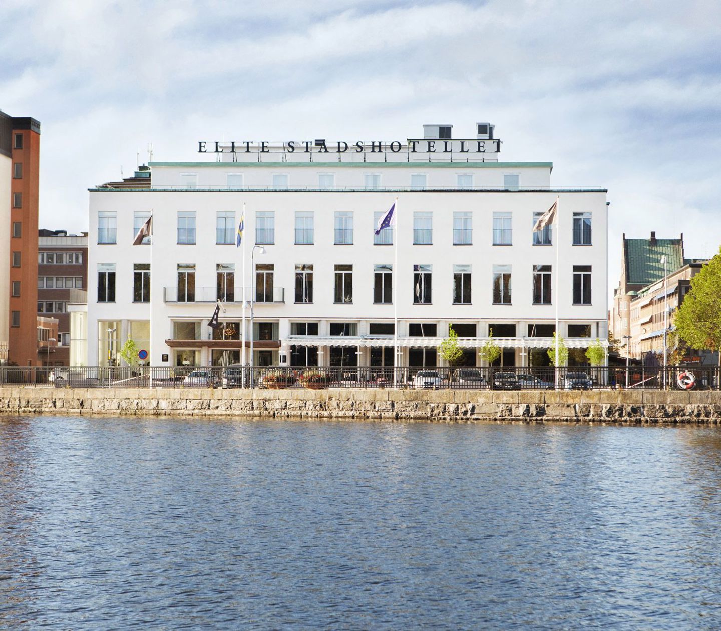 View of Elite Stadshotellet, Eskilstuna across the water