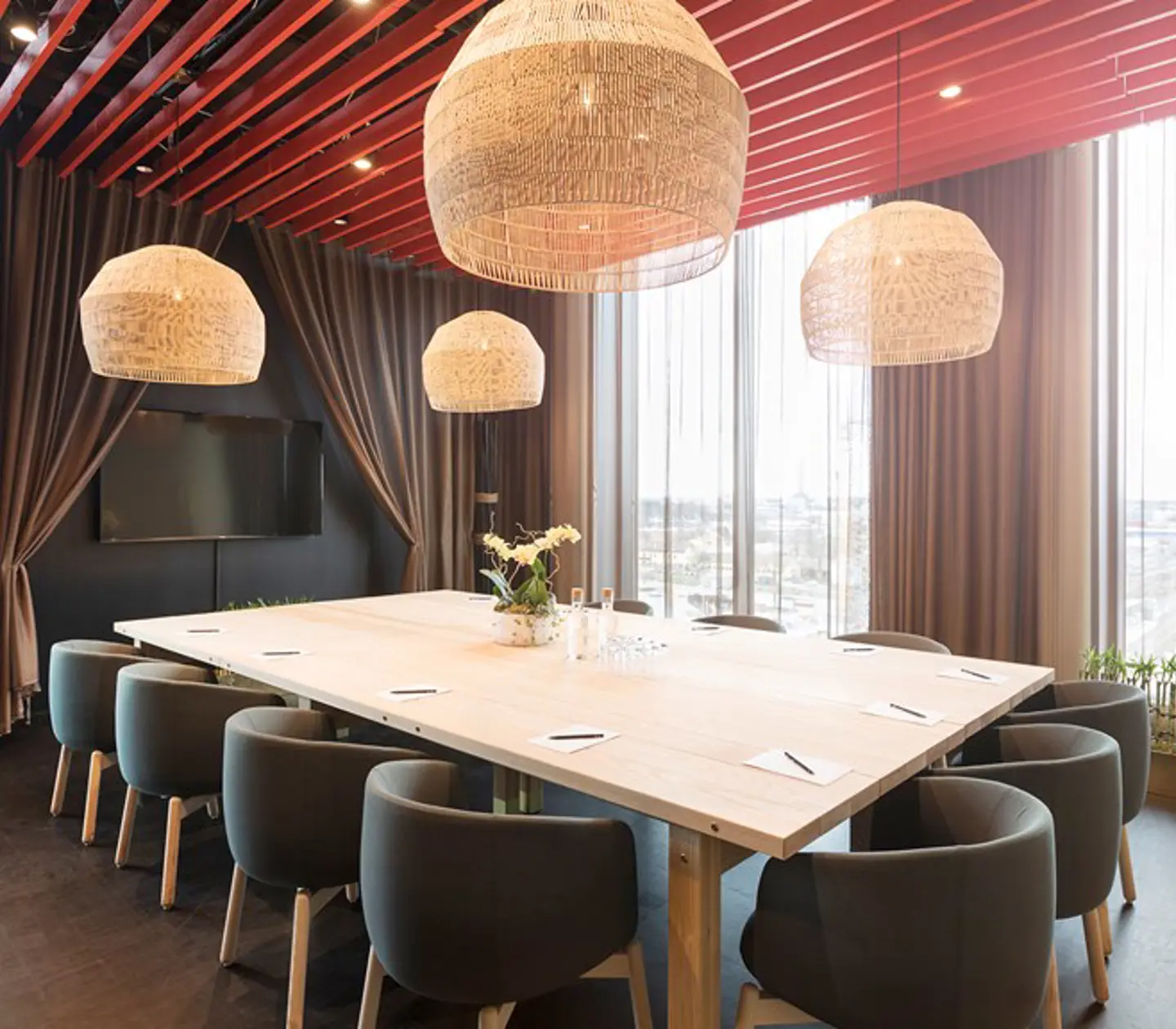 Conference room with bouquet