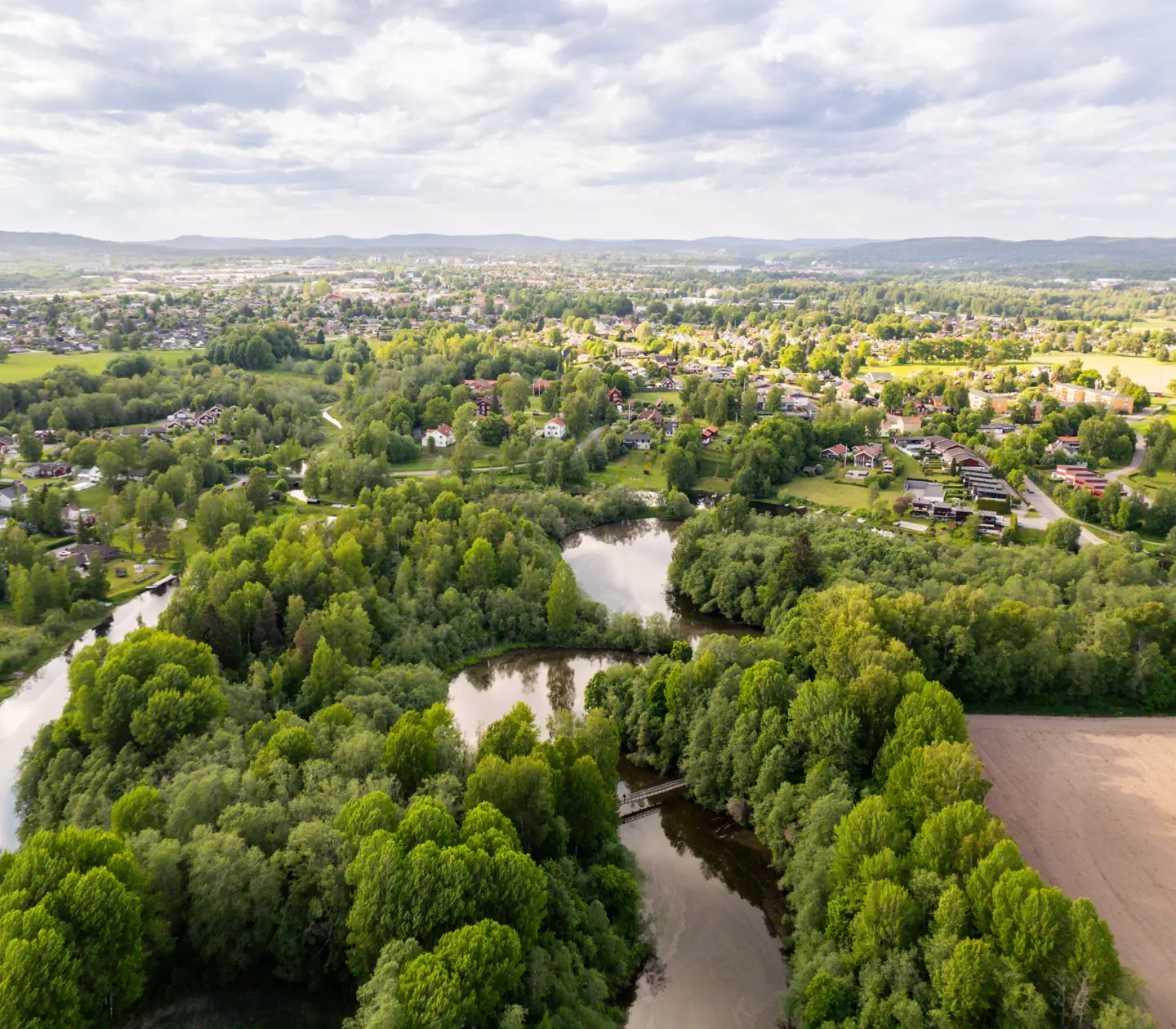 Drönarbild över Borlänge
