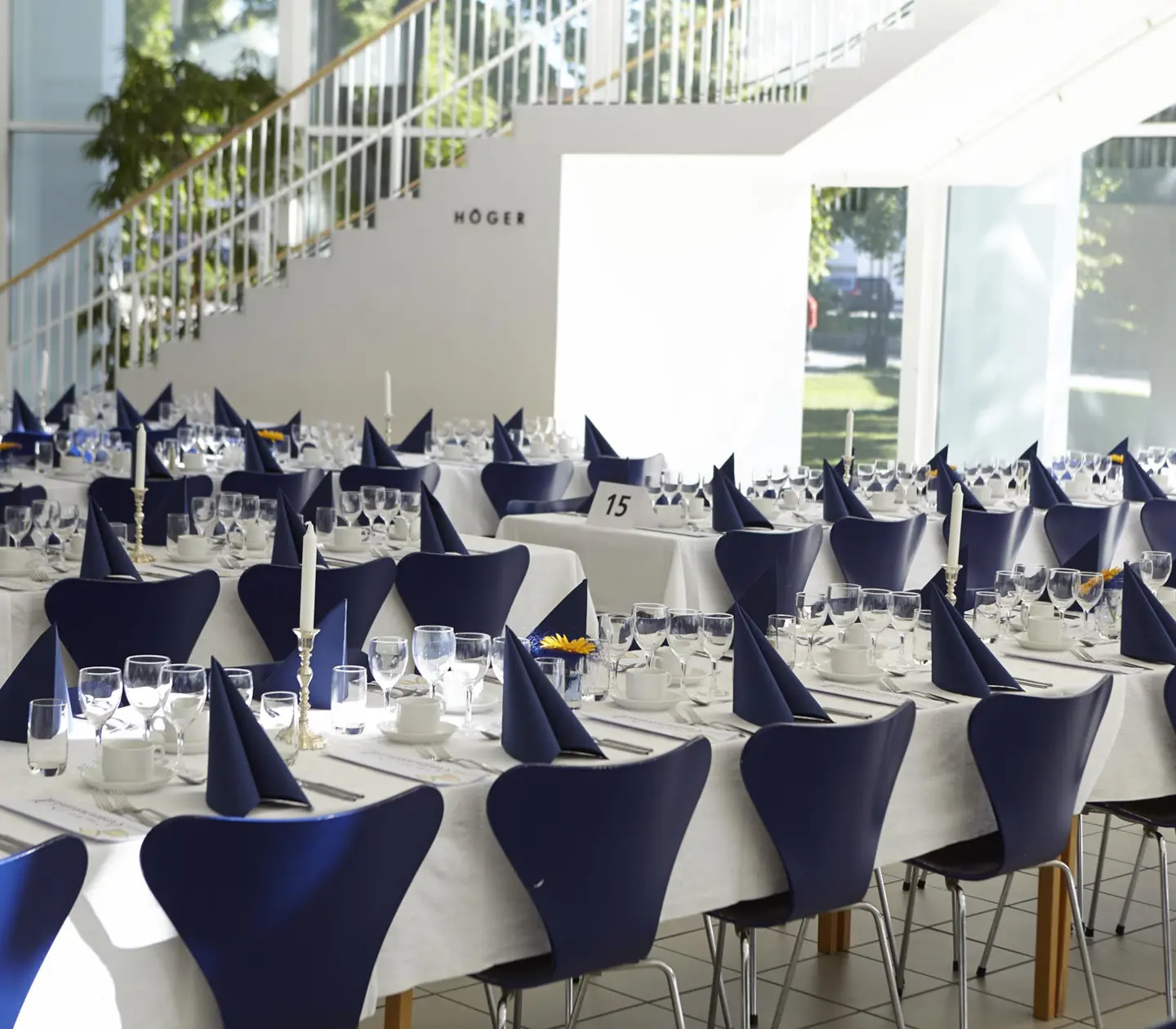 Tables laid in party room