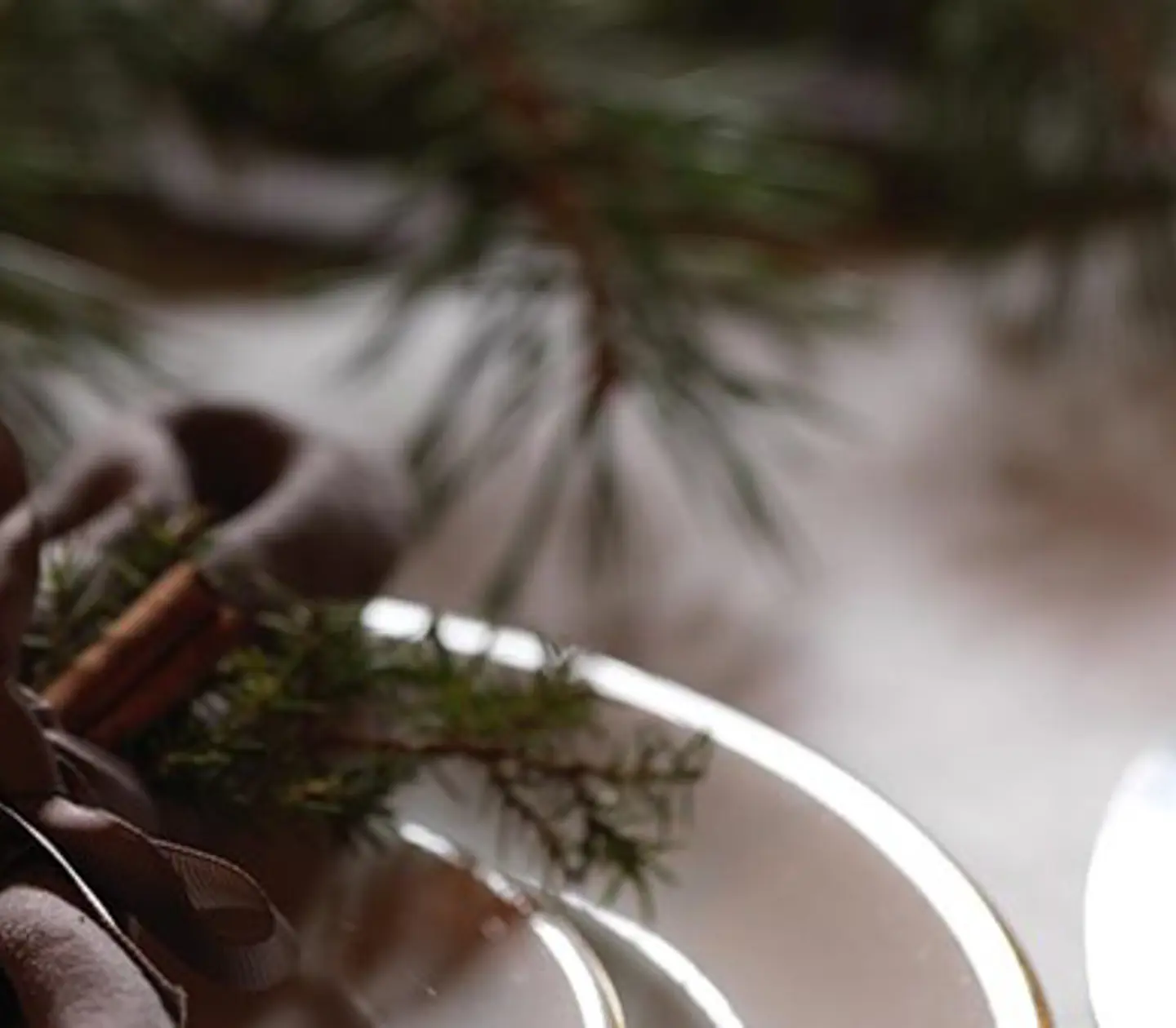 Restaurant table with Christmas decorations