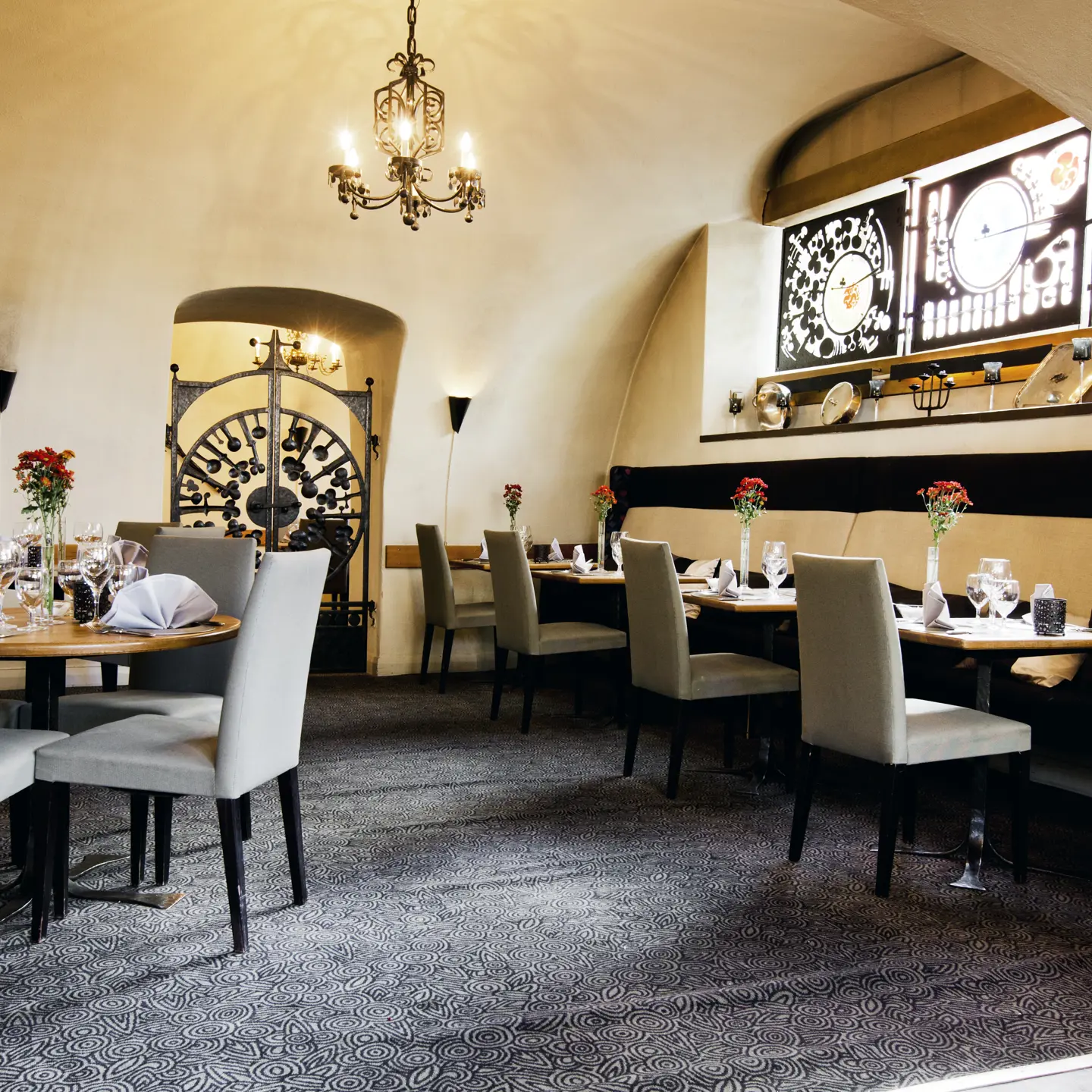 A restaurant in a castle cellar