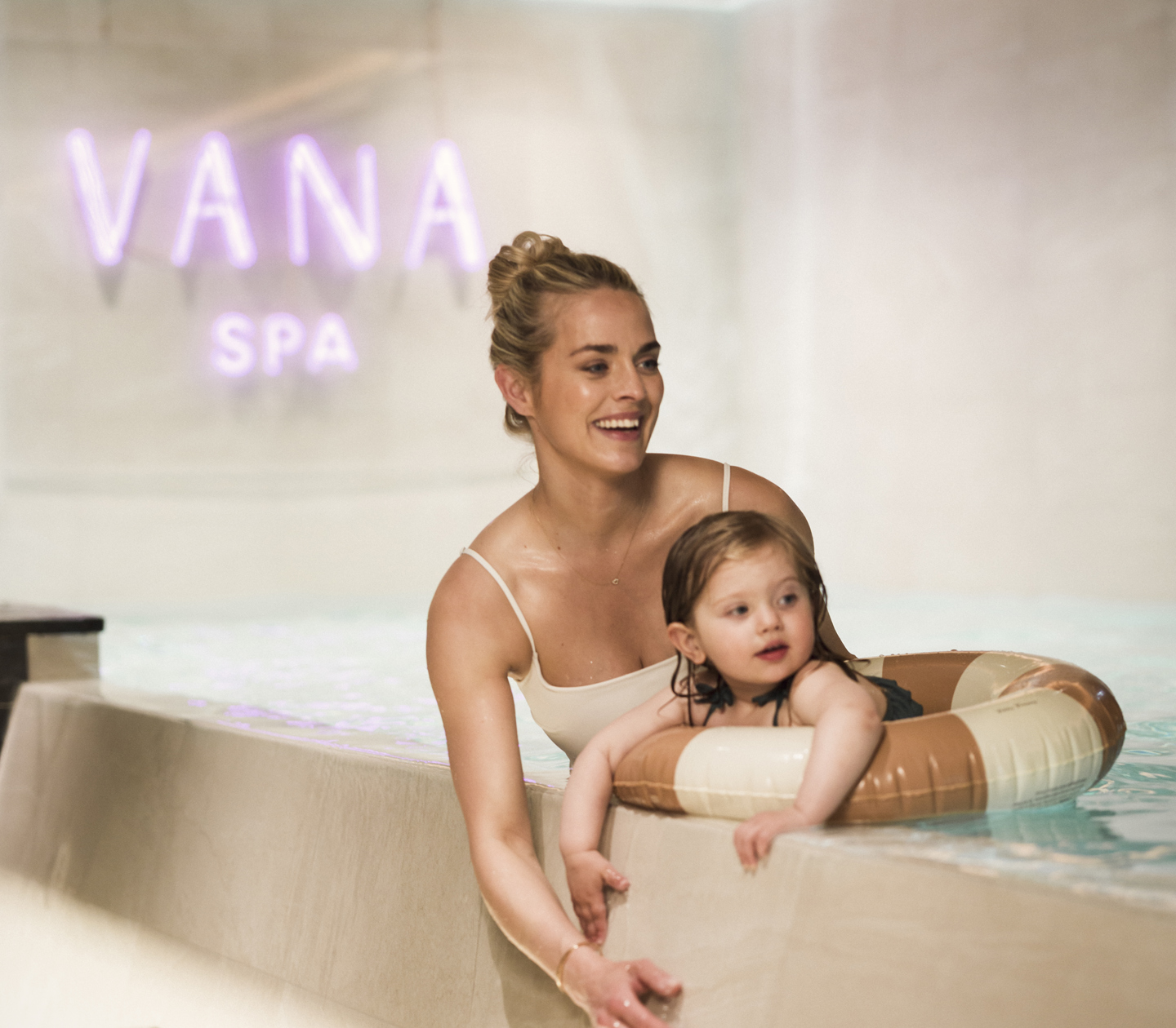 Mom & daughter in pool