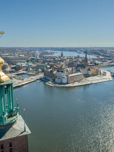 flygbild på Stockholm och stadshuset